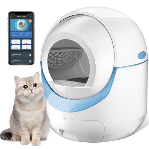 Self-Cleaning Cat Litter Box, Automatic Cat Litter Box for Multiple Cats with APP Control/Safety Protection - petspots