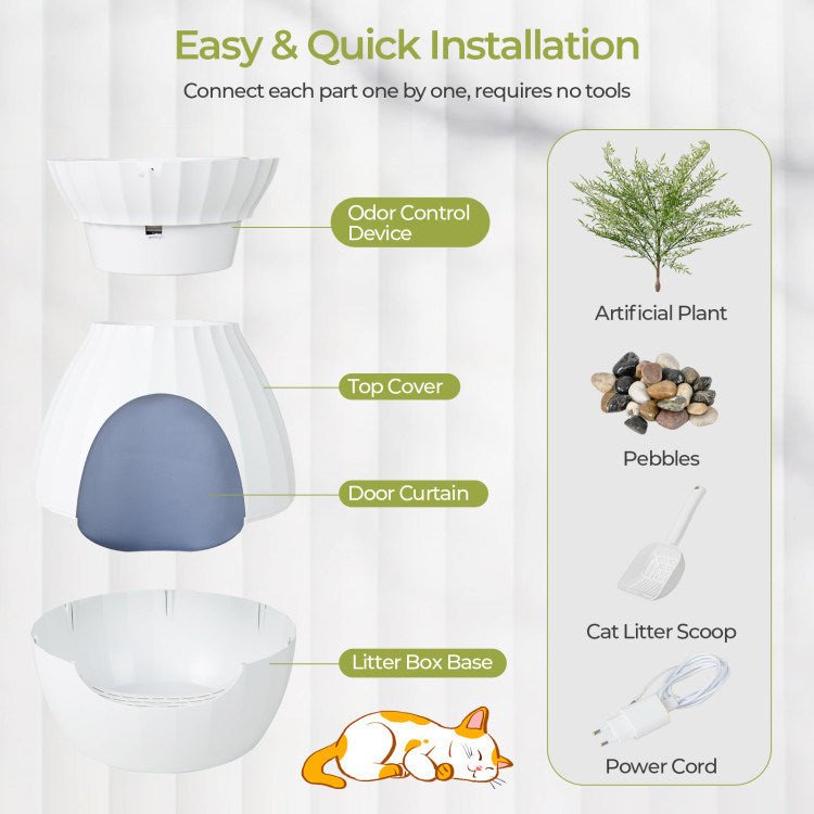 Smart Plant Cat Litter Box with Electronic Odor Removal and Sterilization - petspots