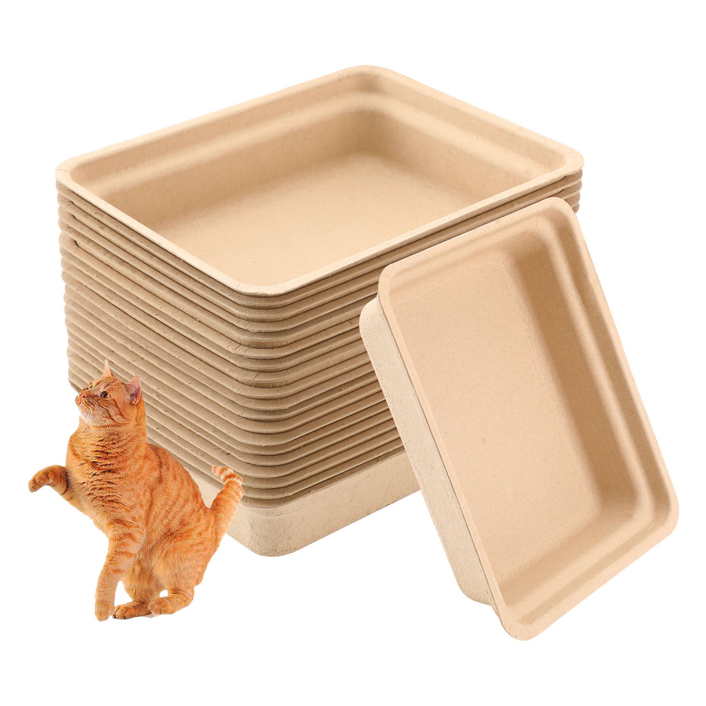 Twlead Disposable Cat Litter Box(20 Pack Of Trays)(Suitable for Cat Hamster Guinea Pig Mice Rabbit)Eco Friendly 100% Recycled Paper Trays(Shipment From FBA) - petspots
