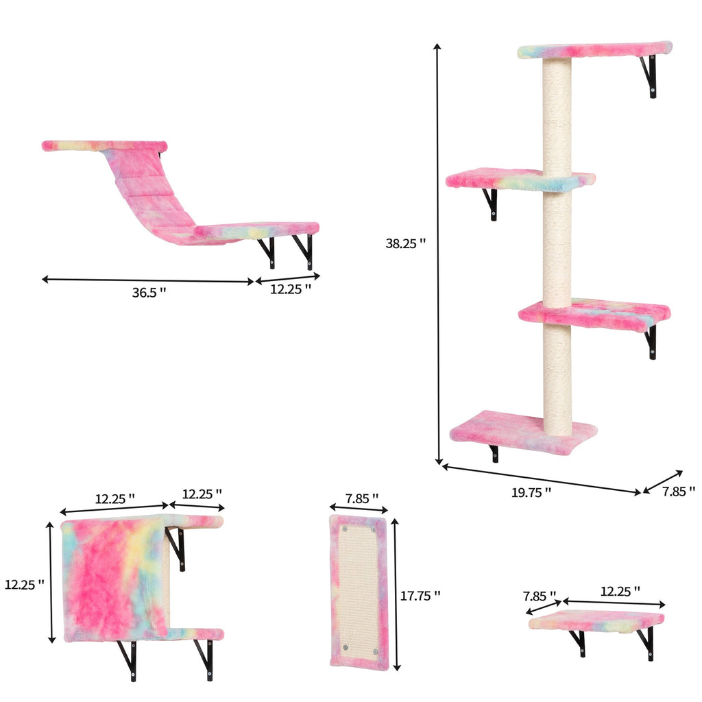 Wall-mounted Cat Tree, 5 Pcs Cat Tower for Kittens, Colorful - petspots
